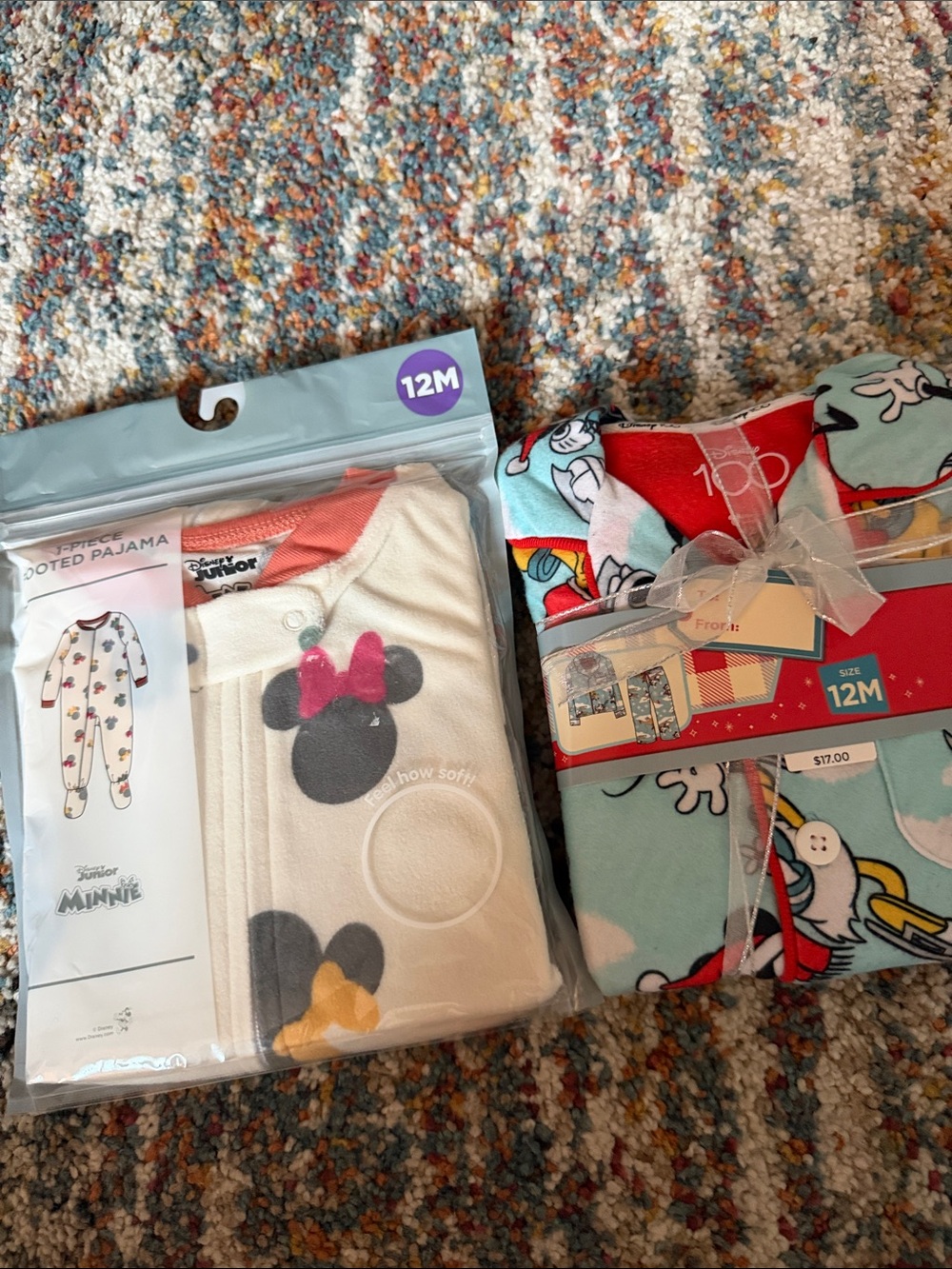 Disney Minnie Mouse 2-Pack Pajama Sets - White, Light Blue & Red Accents